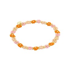 Biba Biba: Armbandje bloemetjes - ecru, lichtroze en oranje