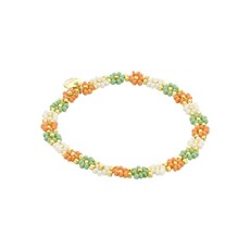 Biba Biba: Armbandje bloemetjes - ecru, lichtgroen en roest