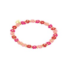Biba Biba: Armbandje bloemetjes - roze, donkerroze en felroze