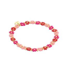 Biba Biba: Armbandje bloemetjes - roze, donkerroze en felroze