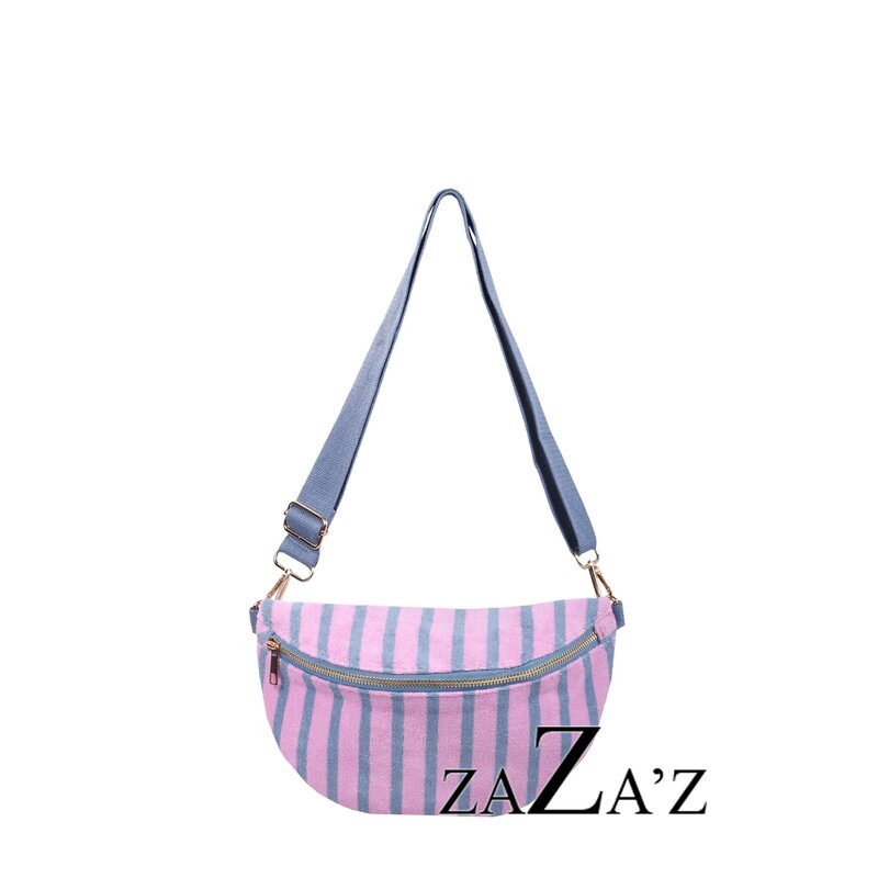 Zaza'z Zaza'z: handtas - heuptas badstof - roze/jeans