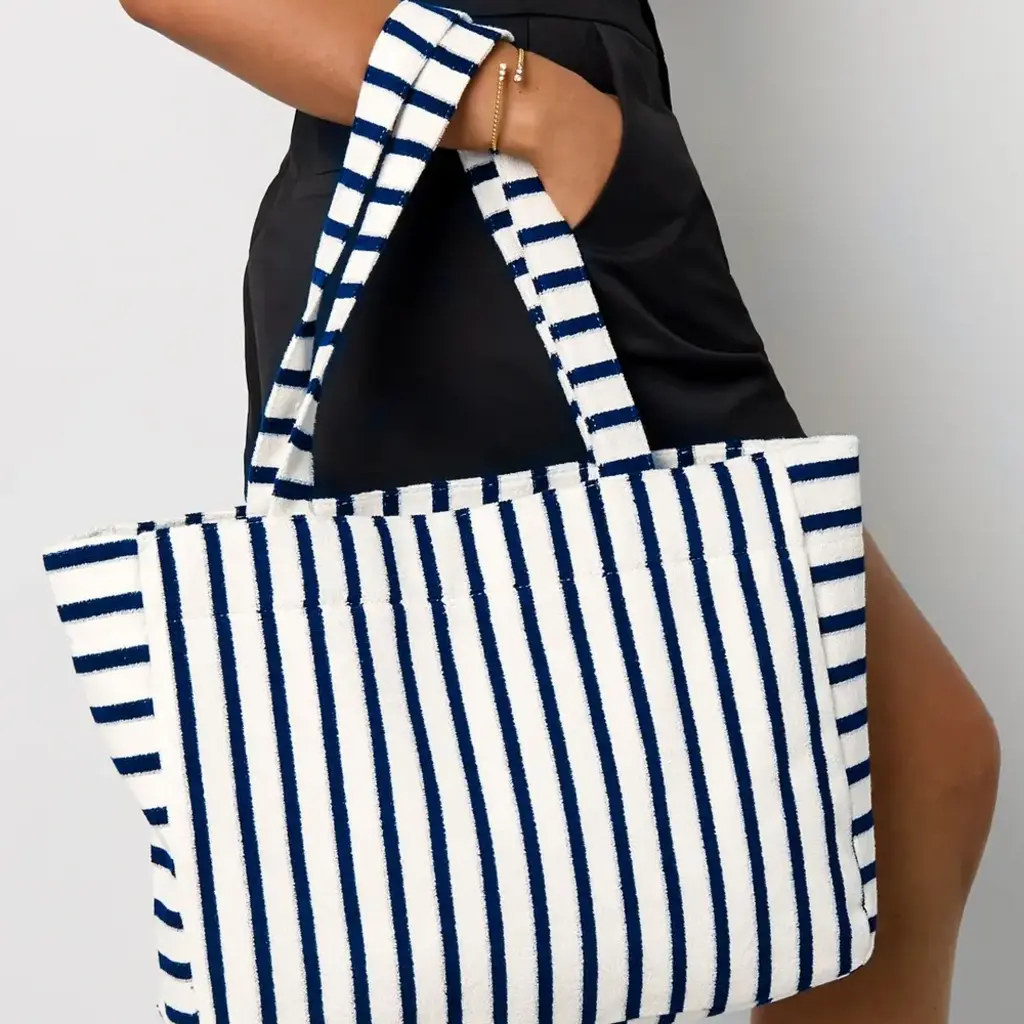Yehwang Yehwang: totebag 01 - badstof - donkerblauw/wit