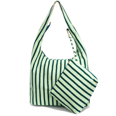 Yehwang Yehwang: Shopper - badstof - groen/lichtgroen