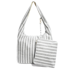 Yehwang Yehwang: Shopper - badstof - grijs/wit
