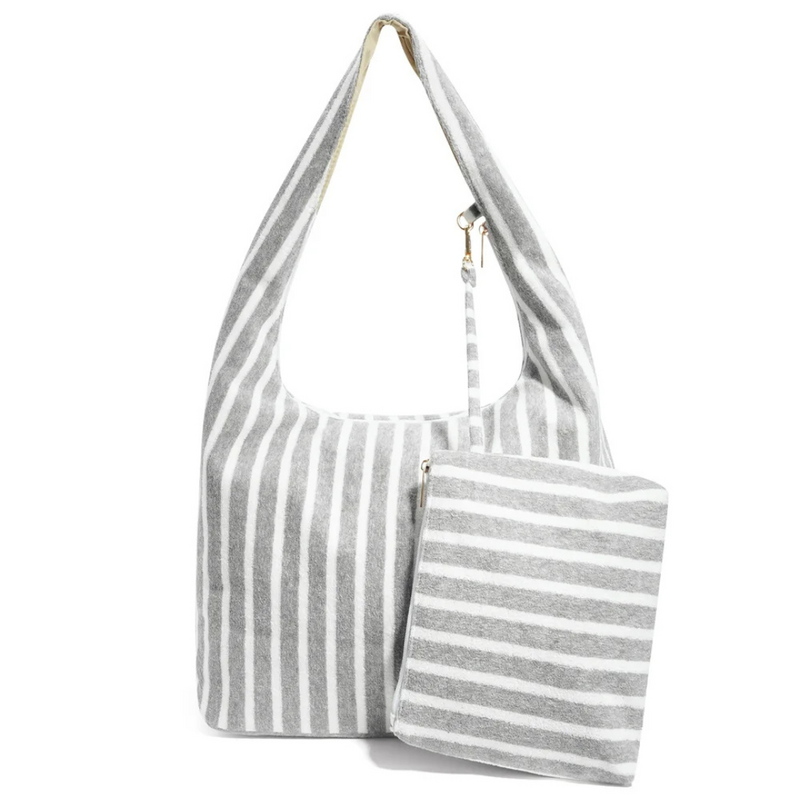 Yehwang Yehwang: Shopper - badstof - grijs/wit