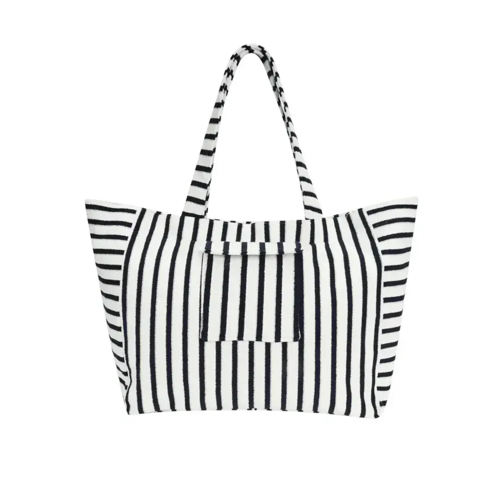 Yehwang Yehwang: Shopper (01) - badstof - donkerblauw/wit