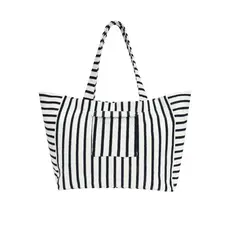 Yehwang Yehwang: Shopper (01) - badstof - donkerblauw/wit