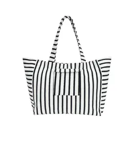 Yehwang Yehwang: Shopper (01) - badstof - donkerblauw/wit