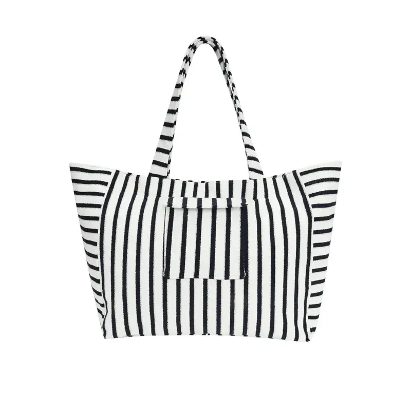 Yehwang Yehwang: Shopper (01) - badstof - donkerblauw/wit