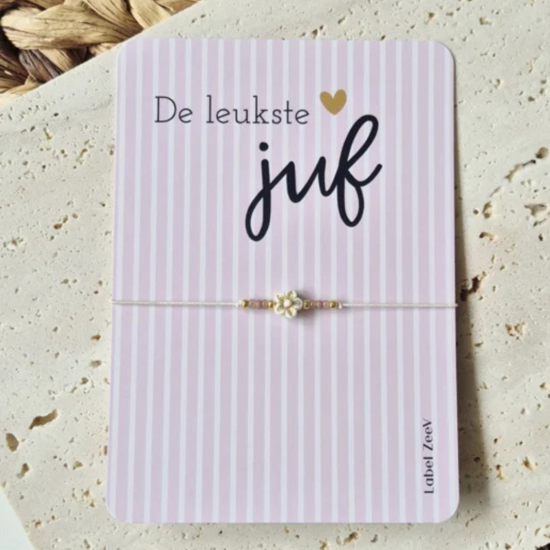 Label ZeeV Label ZeeV: De leukste juf kaartje met armbandje