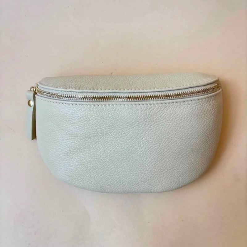 Wauw Wauw: Nelly lederen heuptas groot - beige