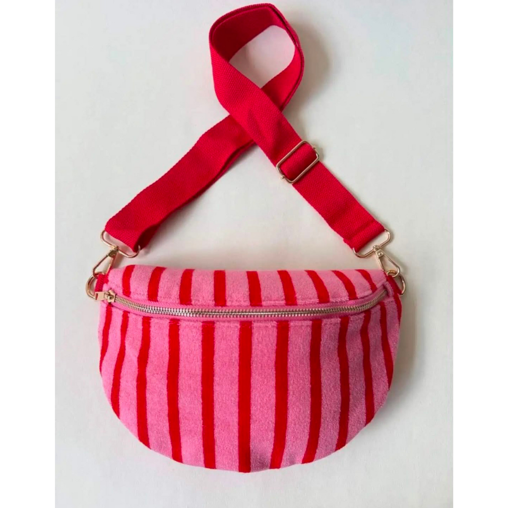 Wauw: Belle stripe handtas /  heuptas - rood