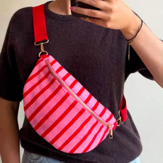 Wauw: Belle stripe handtas /  heuptas - rood