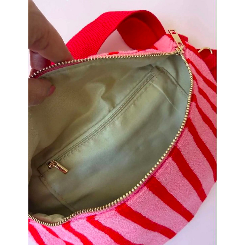 Wauw: Belle stripe handtas /  heuptas - rood