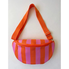 Wauw Wauw: Babs bag heuptas / handtas - strepen oranje/roze 01