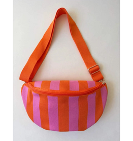Wauw Wauw: Babs bag heuptas / handtas - strepen oranje/roze 01