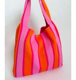 Wauw Wauw: Mia bag handtas / totebag - strepen roze/oranje