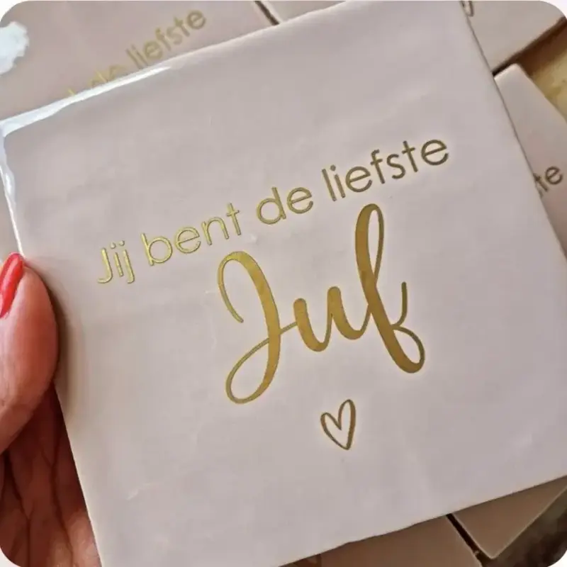 Labelgeluk Labelgeluk: Tegel | Jij bent de liefste juf | 13x13cm