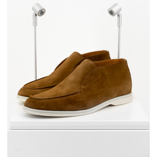 Suede instappers voor heren in kleur bruin | H.O.N. instappers - Intenso