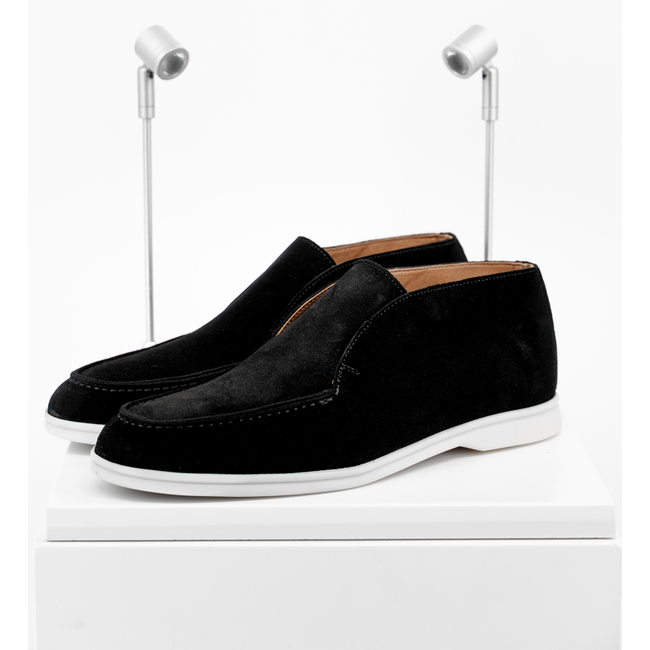 Suede instappers voor heren in kleur zwart - Intenso