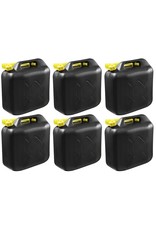 6x Zwarte brandstof jerrycan 5L