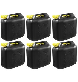 6x Zwarte brandstof jerrycan 5L