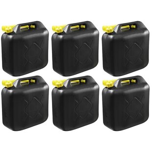 6x Zwarte brandstof jerrycan 5L