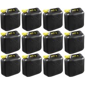 12x Zwarte brandstof jerrycan 5L