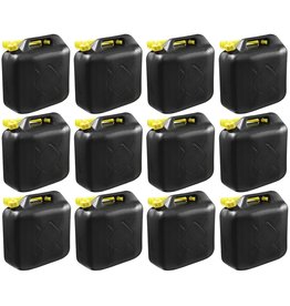 12x Zwarte brandstof jerrycan 5L