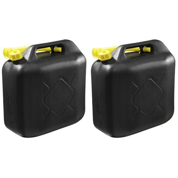 2x Zwarte brandstof jerrycan 10L