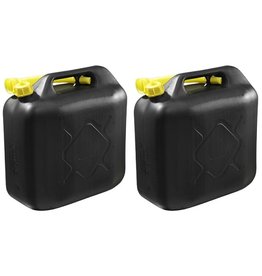 2x Zwarte brandstof jerrycan 20L