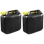 2x Zwarte brandstof jerrycan 20L