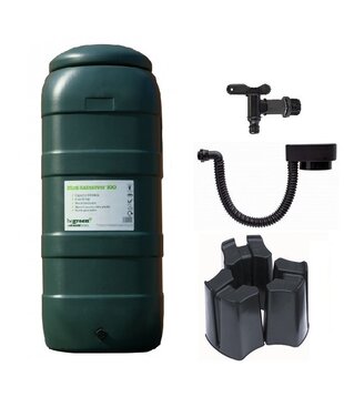 Luxe 100 liter regenton set groen