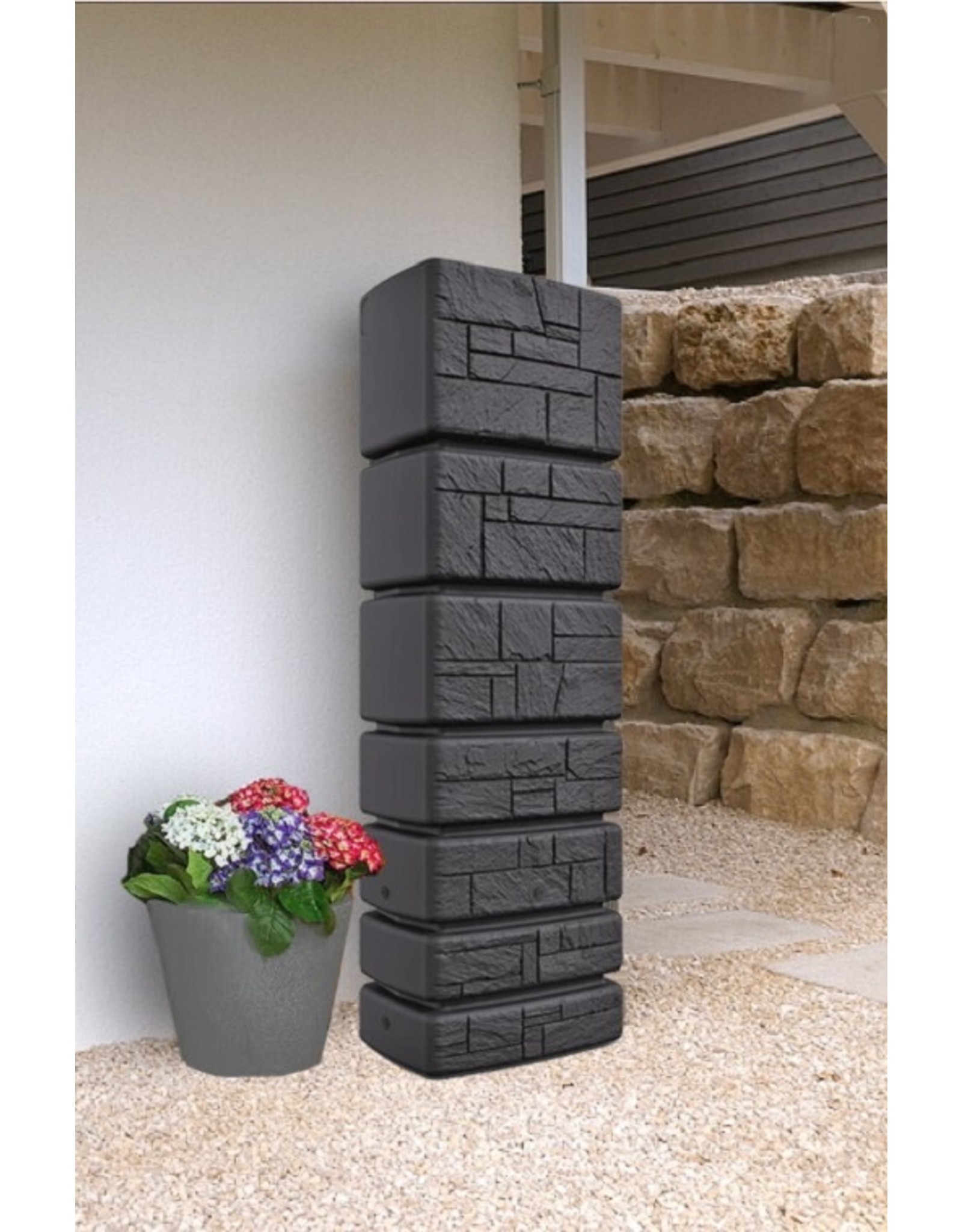 Regenton Stone Tower 350 liter - Antraciet