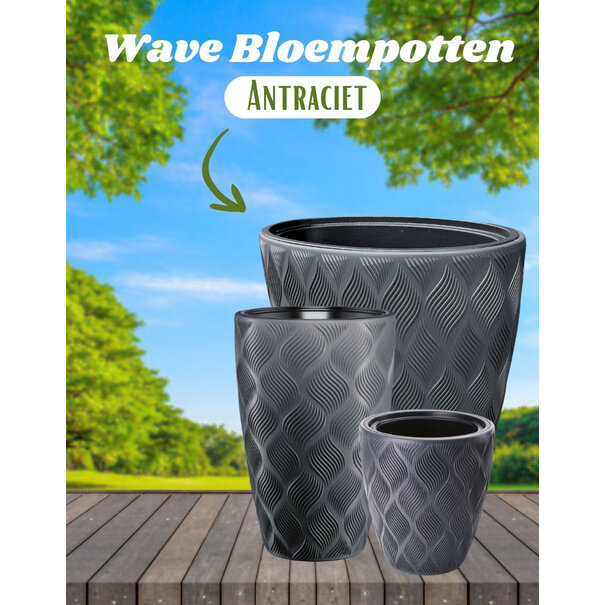 Bloempot Wave Slim - Antraciet
