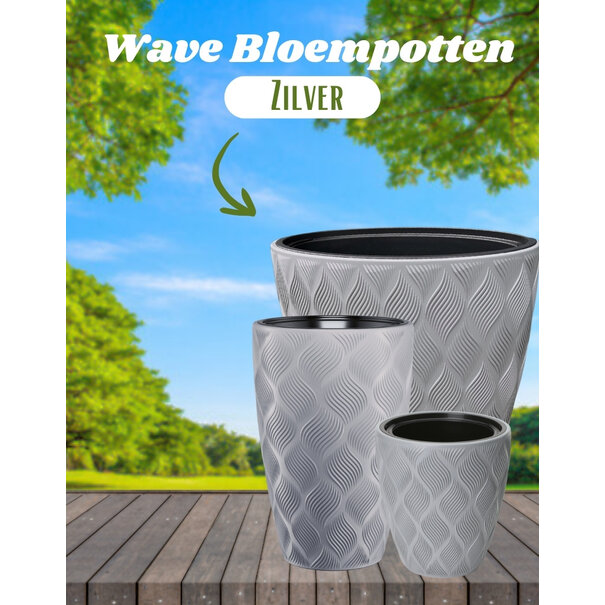 Bloempot Wave Slim - Zilver