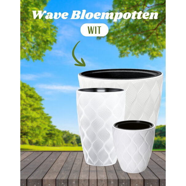 Bloempot Wave Ellipse - Wit