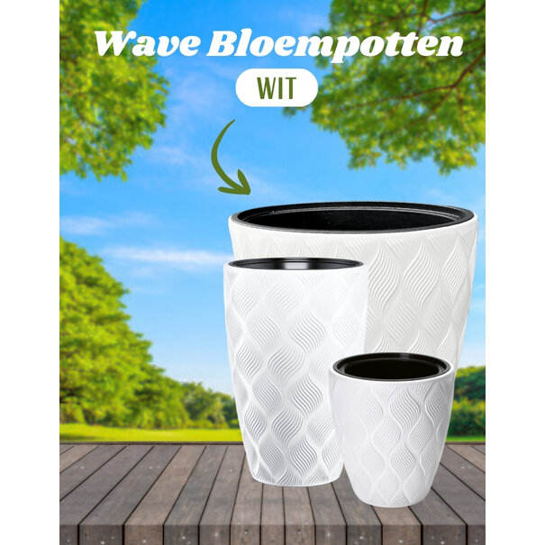 Bloempot Wave Slim - Wit