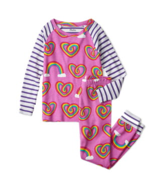 Hatley Hatley 2delige Meisjes Pyjama Twisty Rainbow Hearts