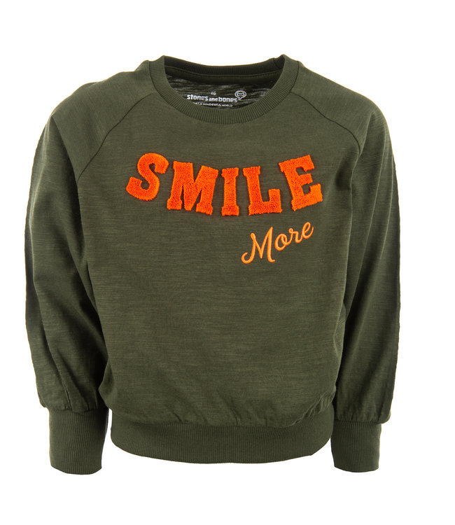 Stones And Bones Meisjes Longsleeve Tshirt Donna Smile More Khaki