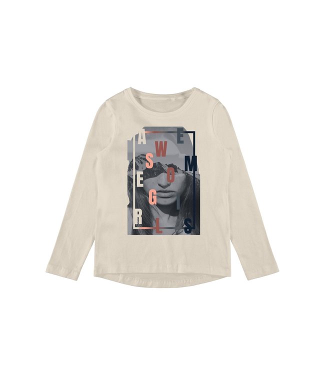 Name-it Meisjes Tshirt VIX "Girls" Whitecap Gray