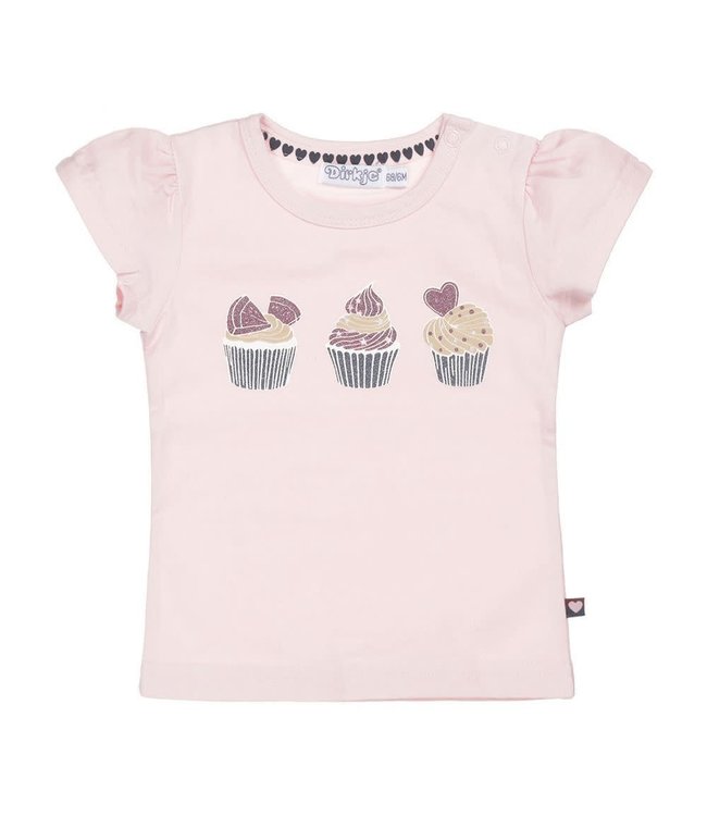 Dirkje Meisjes Shortsleeve Tshirt Cupcakes Pink