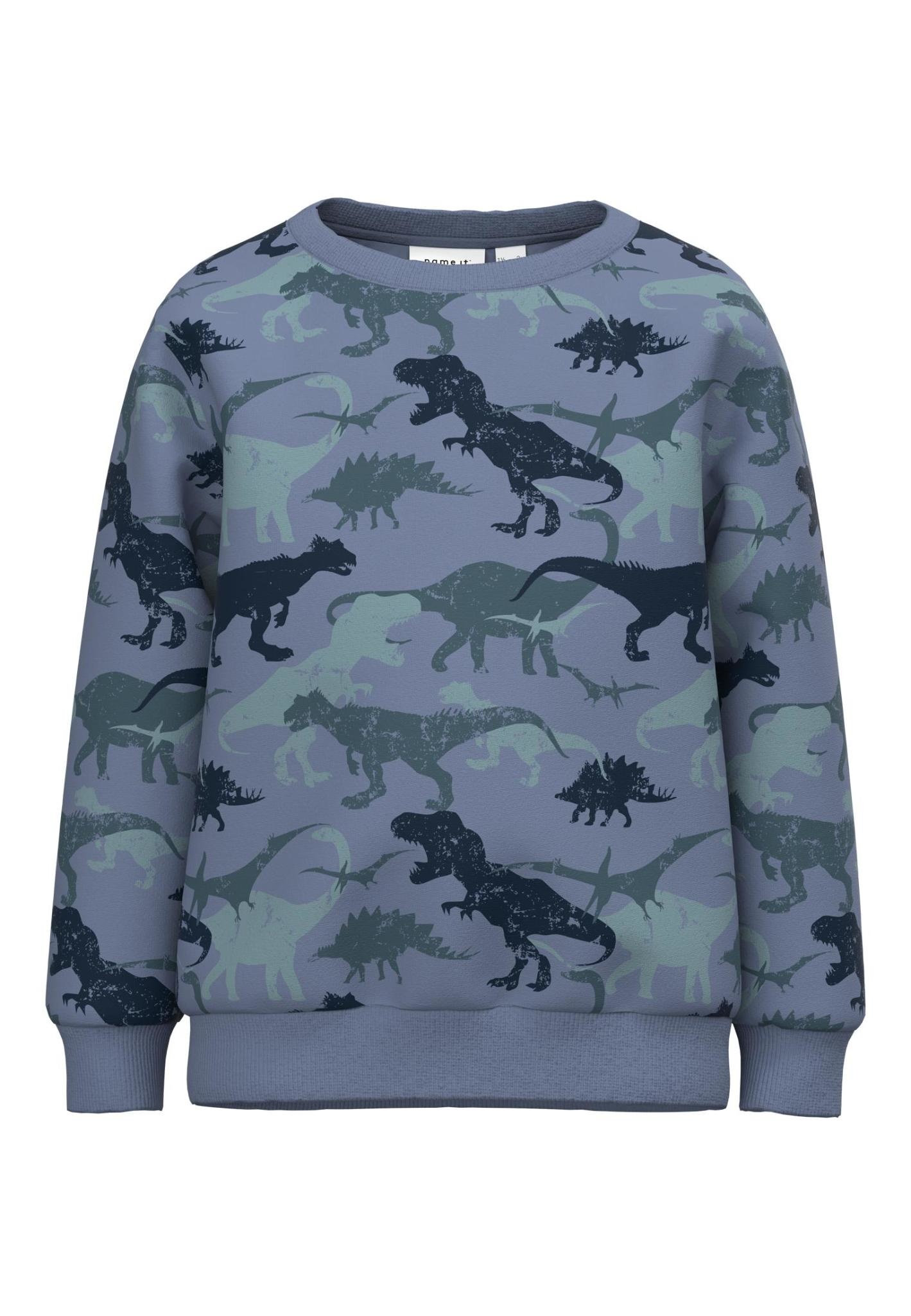 Name it Jongens Kinderkleding Blauwe Sweater Dino s Telle Wild