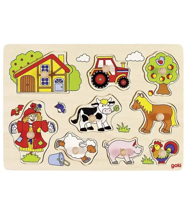 Goki Houten Steekpuzzel Boerderij 30x21cm 9st.