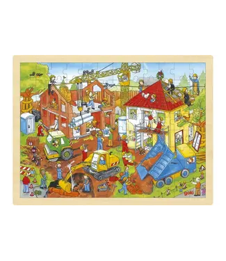 Goki Goki Raampuzzel Bouwwerf 40x30x1cm 96-delig