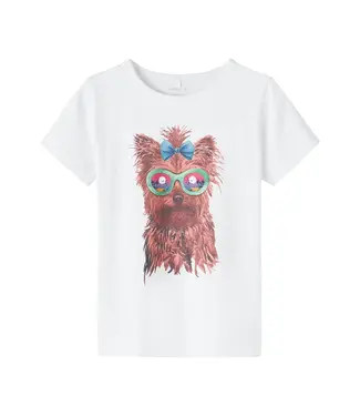 Name it Name it Meisjes Witte Tshirt Faithe Honden Print