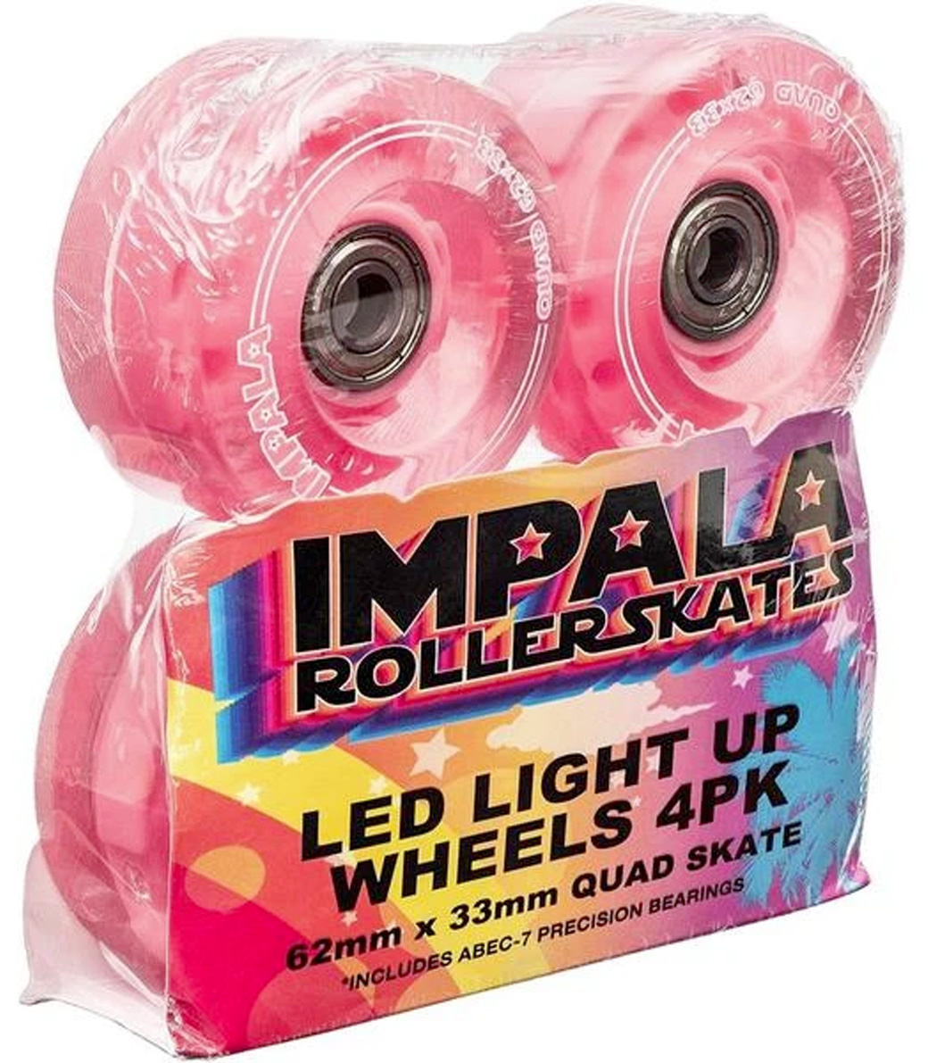 Light Up 62mm 82A Pink Rollerskate Wheels 4Pack