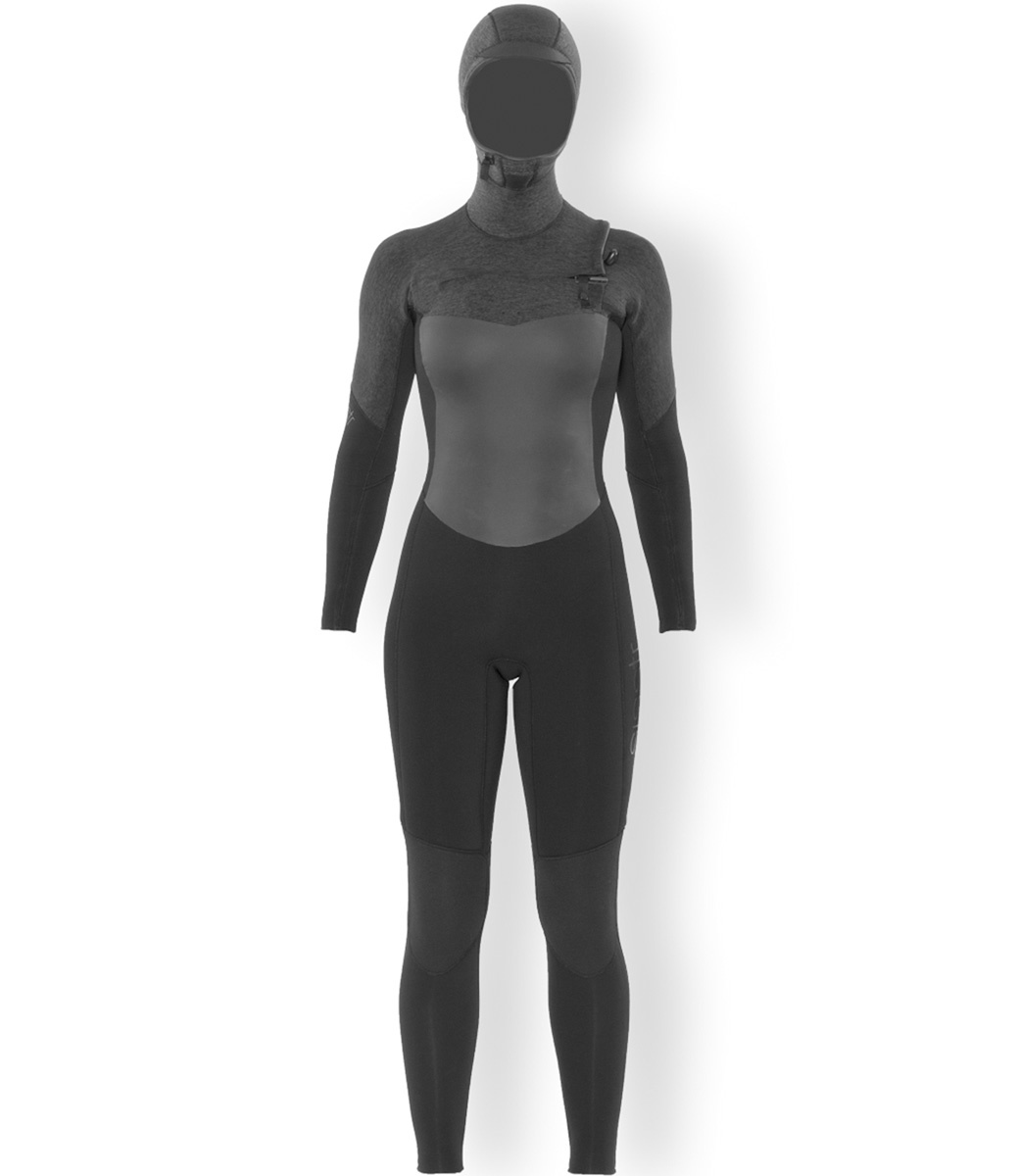5/4 mm 7 Seas Hooded Chest Zip Full Wetsuit Black Heather