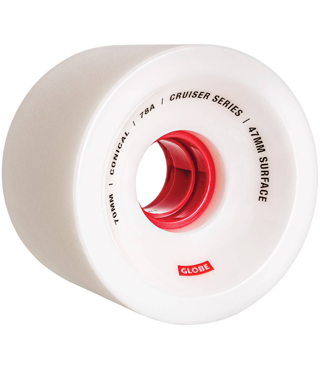 Conical Cruiser Wheels - 70 mm 78A White/Red