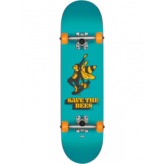 7.6" Kids Save The Bees Mid Blue Skateboard Complete
